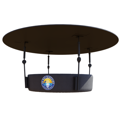 UV Ray-Blocking Headwear shown in use, with the UV sunshield extended over the face and neck